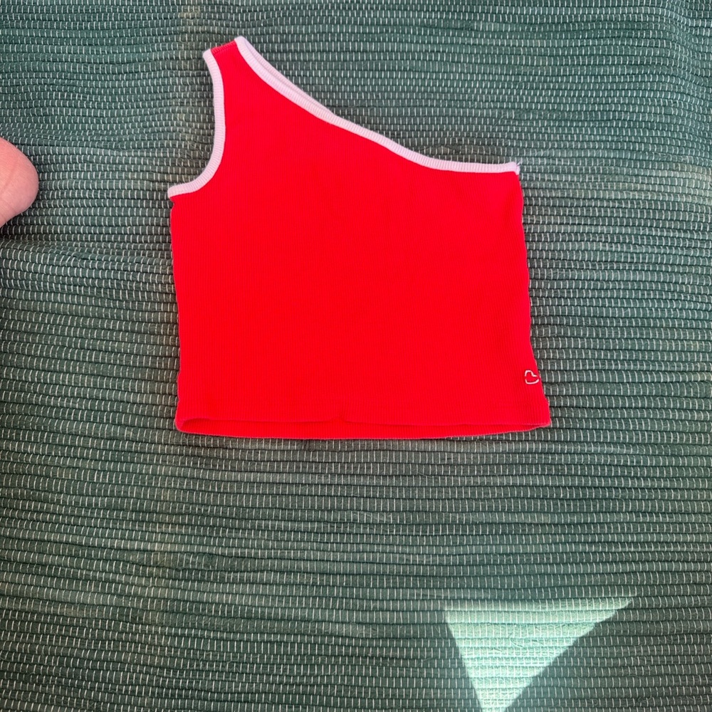 Zara Vibrant Red One-Shoulder Crop Top